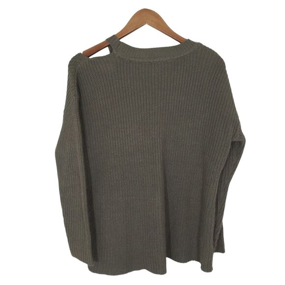 Normstorm RDI Army Green Cut Out Shoulder Accent Knit Sweater Sz Medium - Picture 3 of 7